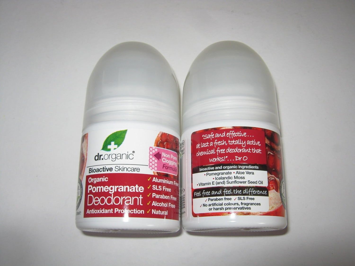 2 X 50ml Dr Organic Organic Pomegranate Roll on Deodorant/Bioactive Skincare Gift Fro You
